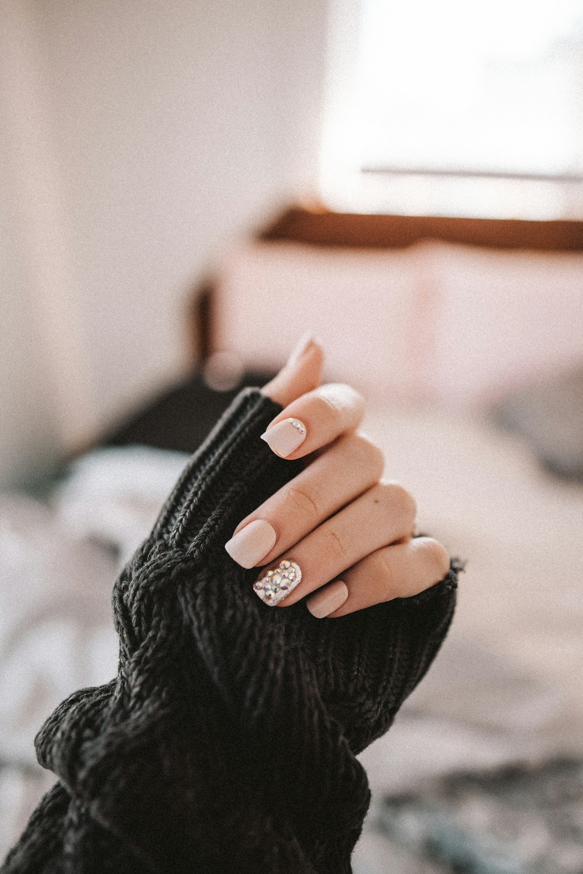 Custom nail art with crystals